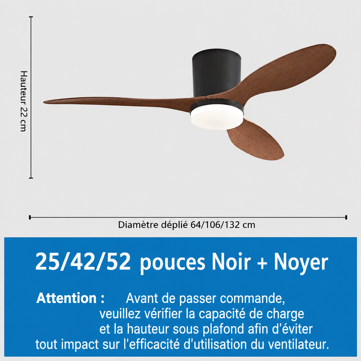 Ventilateur de plafond LED moteur DC avec télécommande et application Ventelux