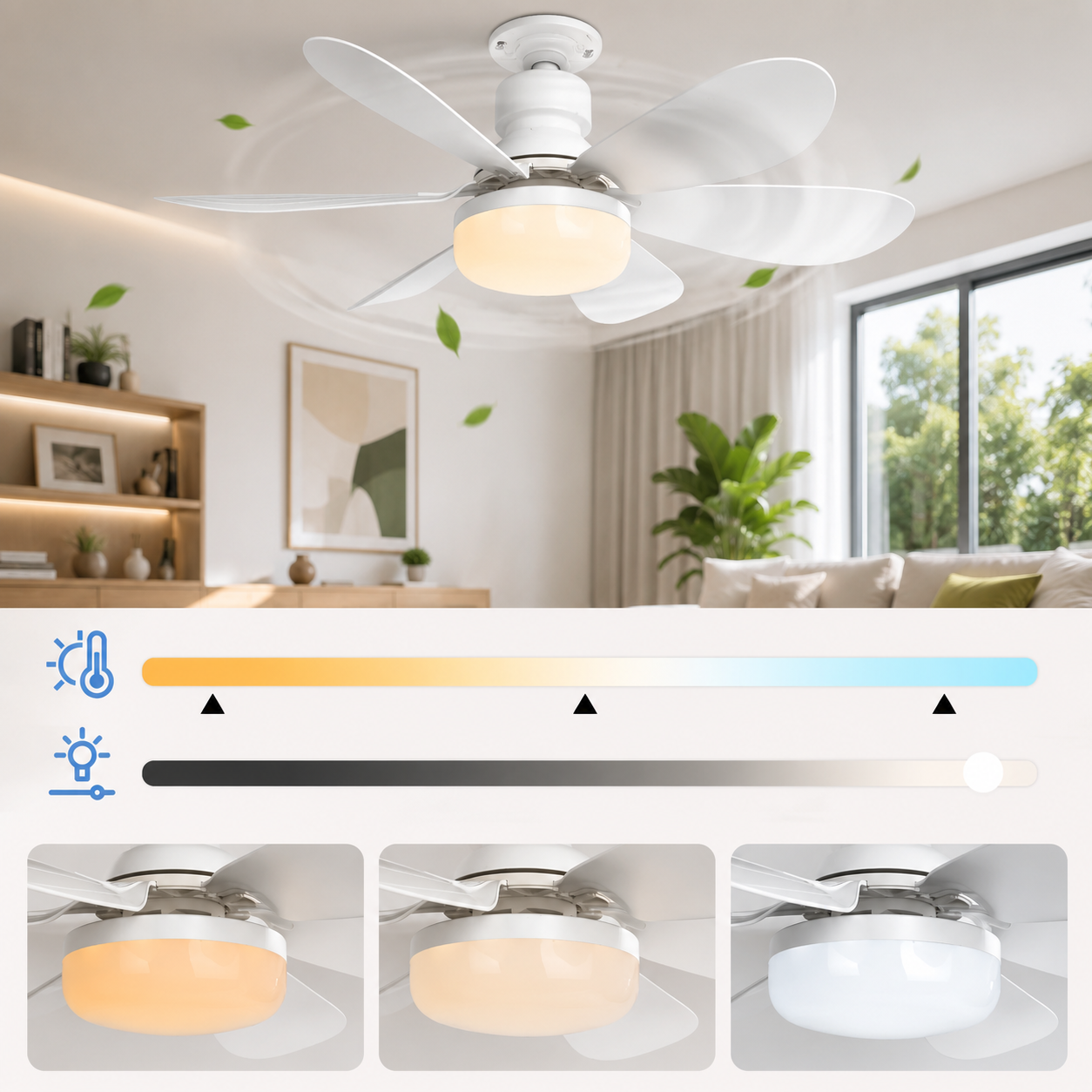 Ventilateur de Plafond LED Compact E27 52cm – Télécommande, Dimmable, Culot E27