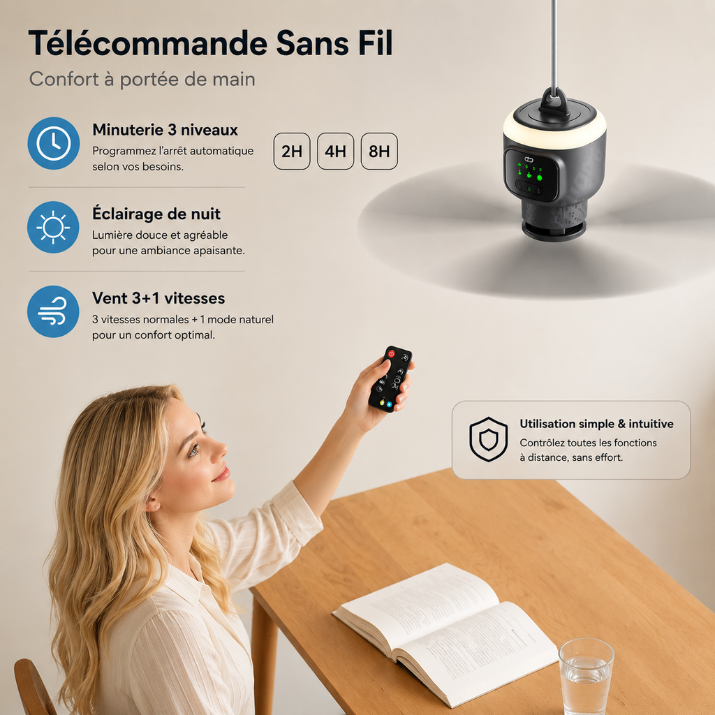 Ventilateur nomade rechargeable Ventelux, en extérieur