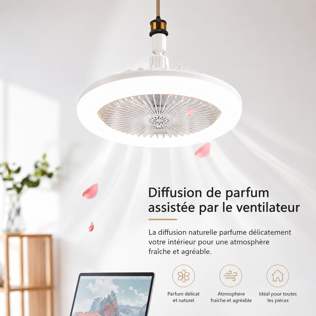 Ventilateur de plafond LED E27 silencieux avec télécommande