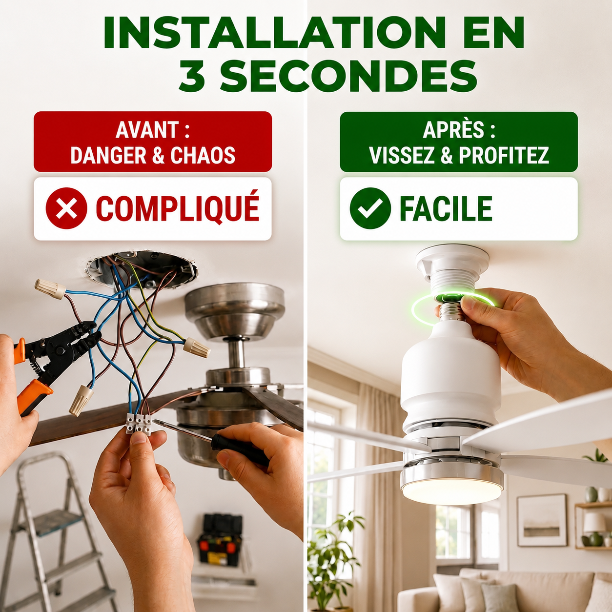Ventilateur de plafond LED 3 températures | Ventelux
