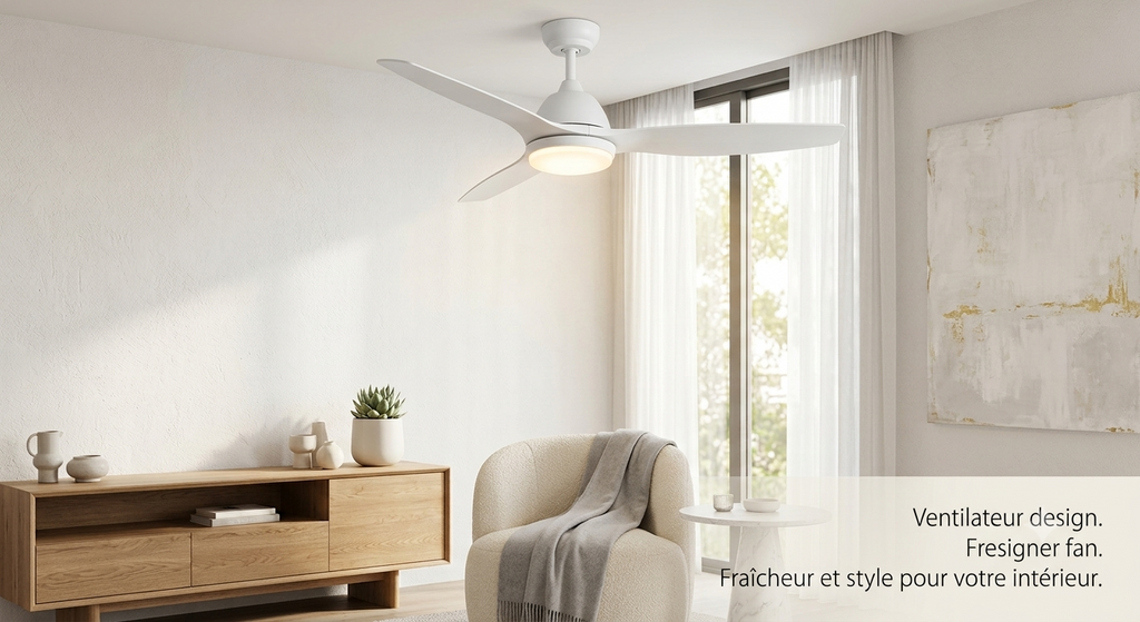 Ventilateur de Plafond LED IRALAN — 6 Vitesses DC Réversible, 3 Lumières, Télécommande