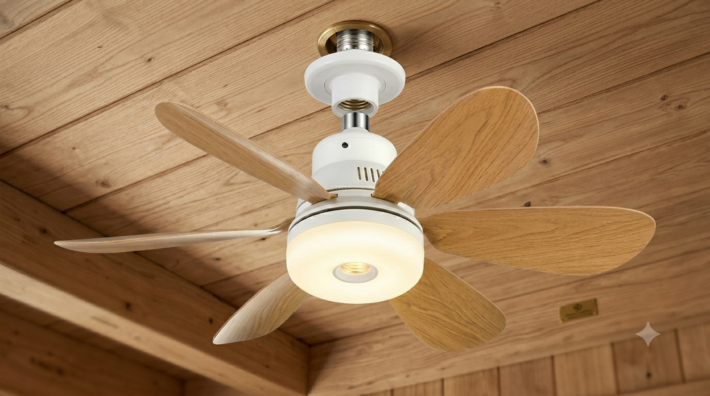 Ventilateur de plafond compact avec lumière LED & télécommande