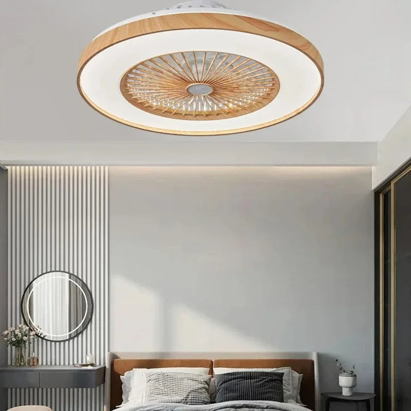 Ventilateur de plafond 60cm LED effet bois Ventelux, vue d'ensemble