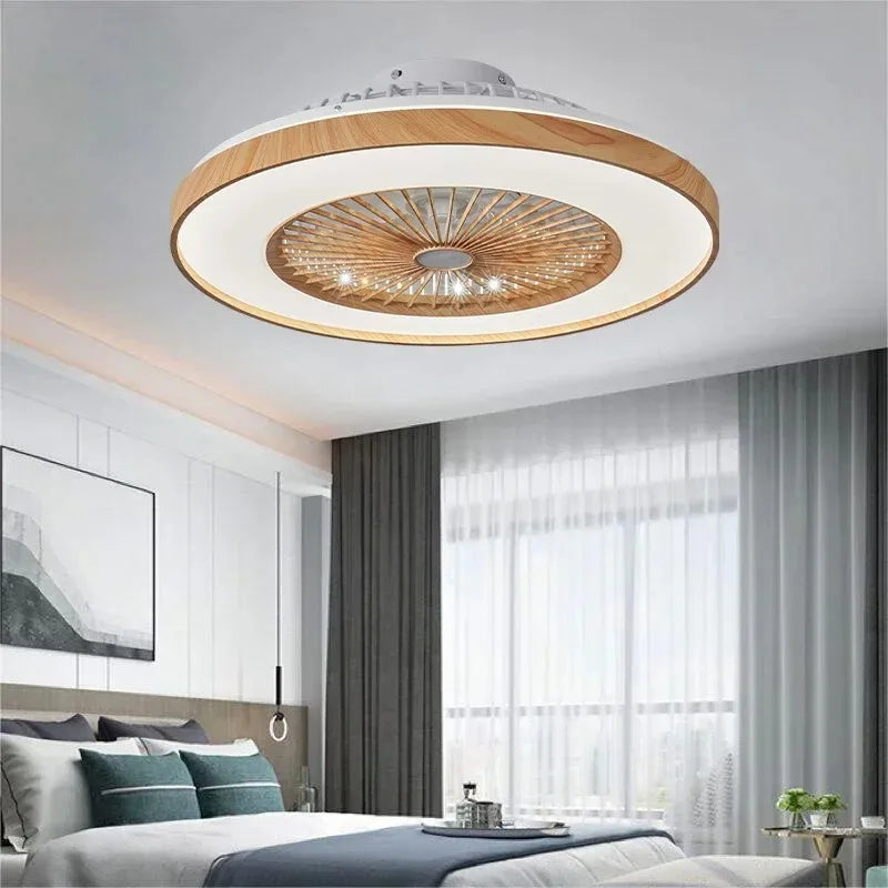 Ventilateur de plafond 60cm LED effet bois Ventelux, avec télécommande