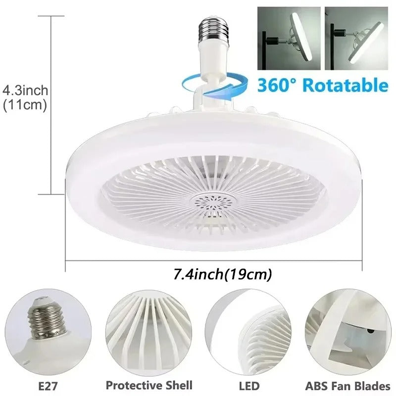 Ventilateur de plafond LED E27 silencieux avec télécommande