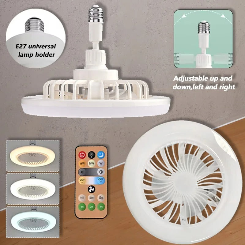 Ventilateur de plafond LED E27 silencieux avec télécommande
