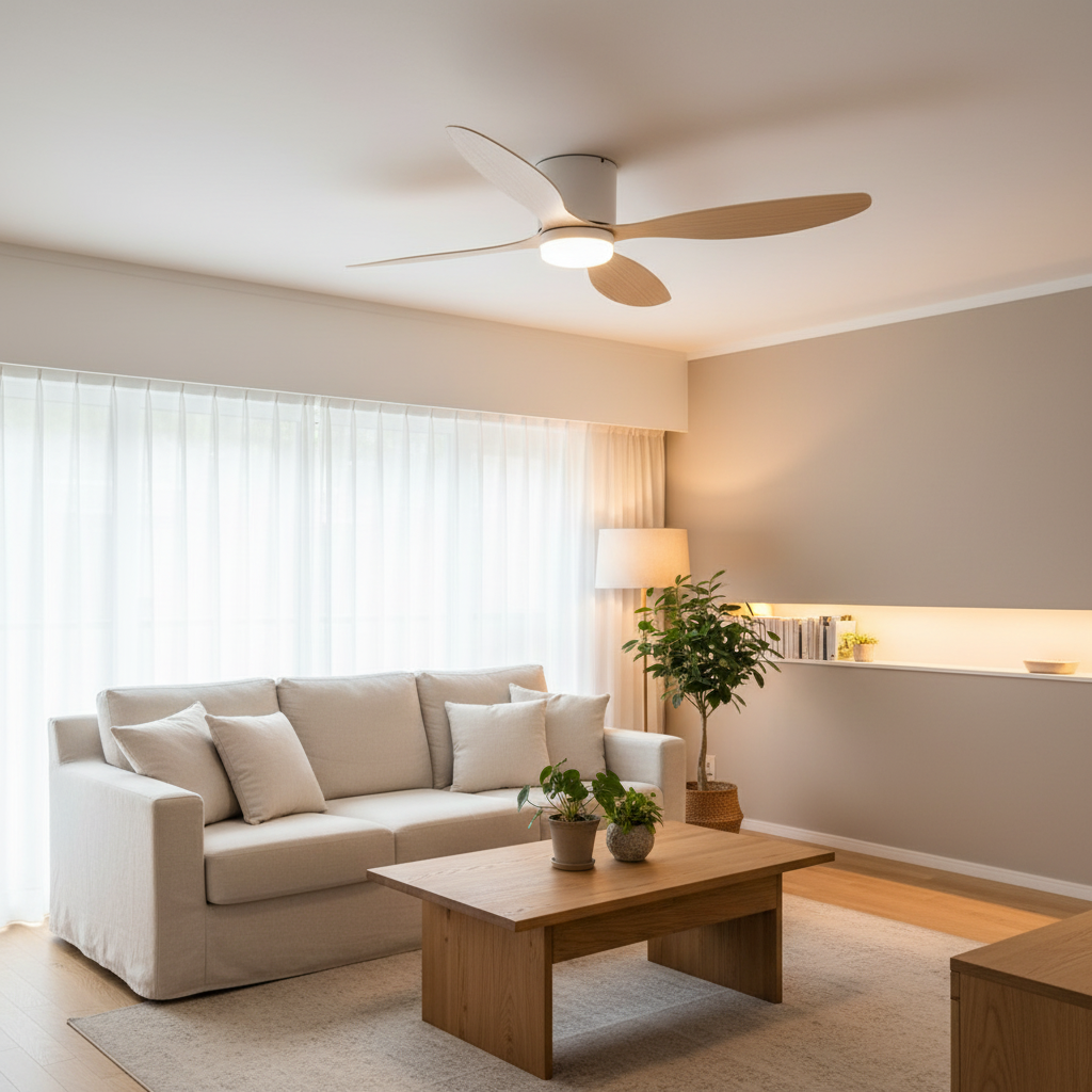 Ventilateur de Plafond LED Blanc à Moteur DC – 42" (105 cm), Télécommande, Silencieux