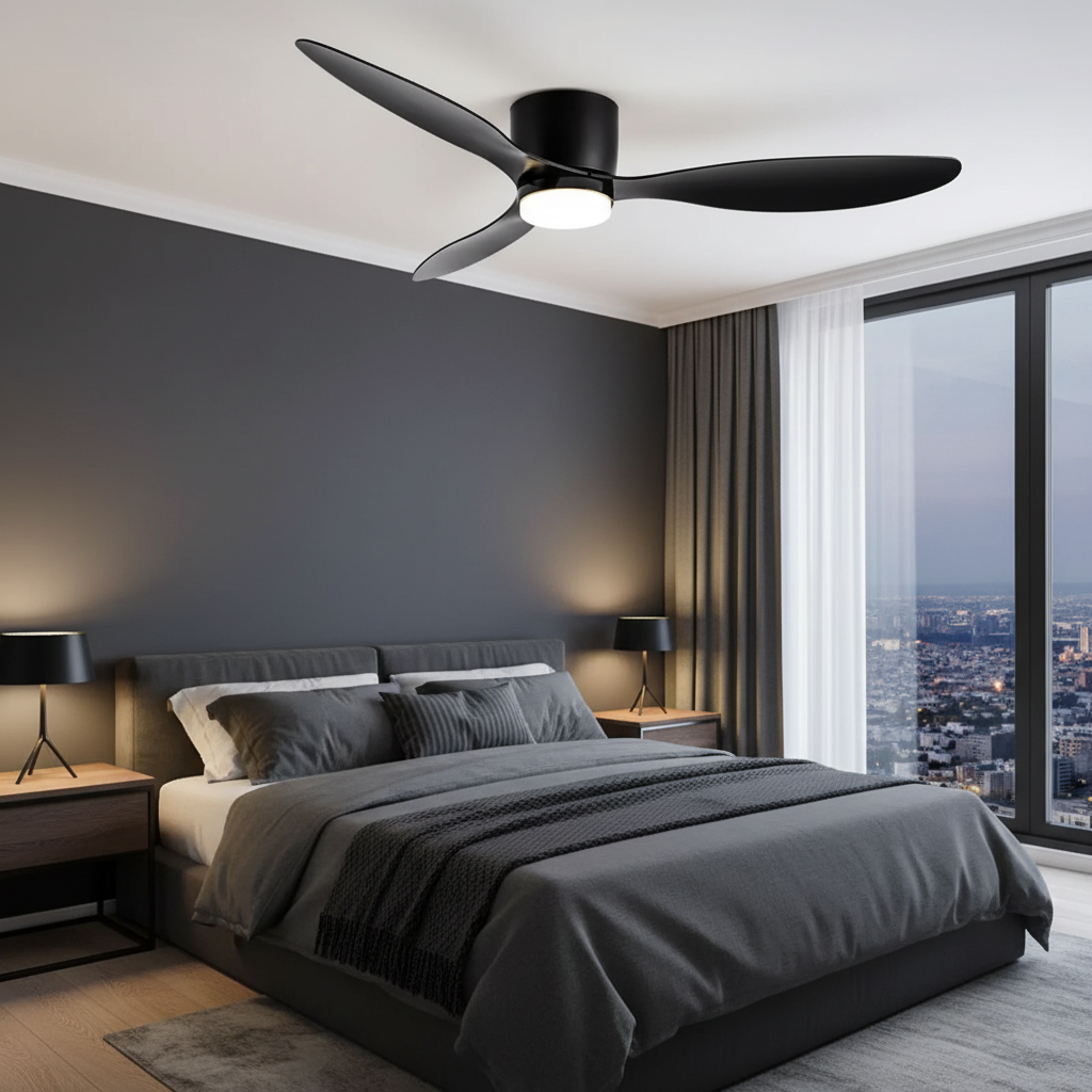 Ventilateur de Plafond LED Blanc à Moteur DC – 42" (105 cm), Télécommande, Silencieux